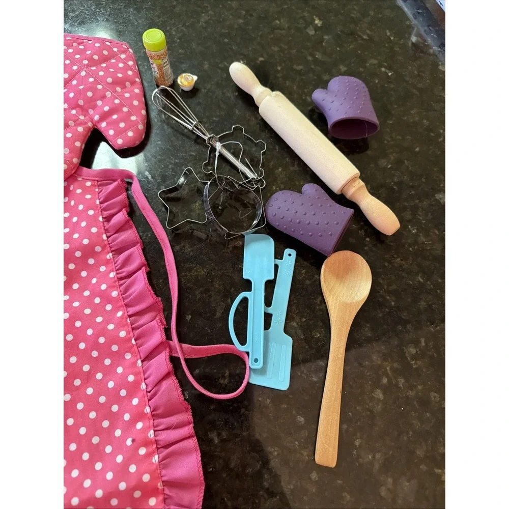 18 In Doll Baking Apron Jacket Accessories Kitchen w/‎ Girls Apron And Chefs Hat